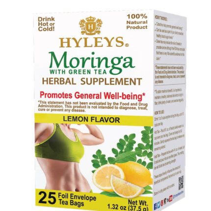 HYLEYS MORINGA WITH GREEN TEA HERBAL SUPPLEMENT LEMON FLAVOR